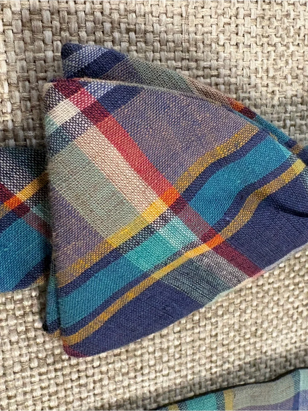 Vintage Reys & Rockwood Madras Bow Tie Cummerbund Set Cotton Plaid